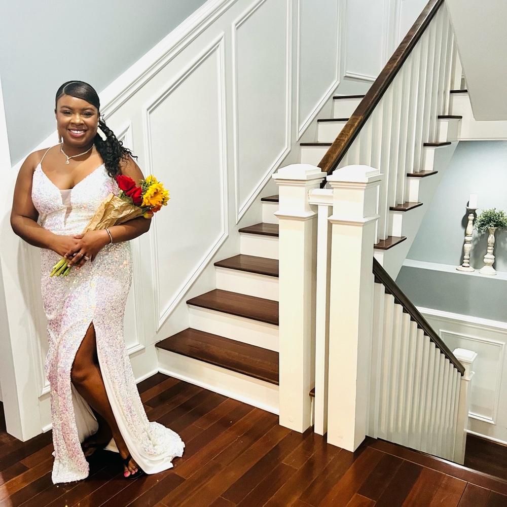 Elegant White Sequin Gown